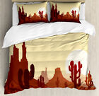 Cactus Duvet Cover Set with Pillow Shams Arid Country Eco Sunset Print