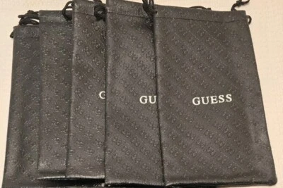 LOT Of 5 AUTHENTIC  GUESS BLACK PLEATHER SUNGLASSES DRAWSTRING POUCH CASES - Image 1 of 2