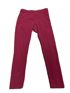Justice Girls Maroon Leggings Full Length Elastic Waistband Logo Heart Size 7/8 - Picture 1 of 4