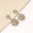Oscar De La Renta Fireworks Snowflake Blue Cz Huge Drop Earrings Gold New
