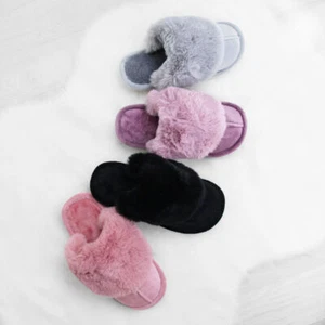 Womens Ladies Luxury Faux Fur Sheepskin Slippers Mules Non Slip Hard Sole Size - Picture 1 of 20