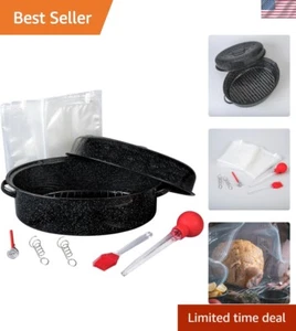 19 Zoll Oval Bräter Set 10tlg, inkl. Deckel, Gestell, 2er Pack Salzbeutel, Ofen/G... - Bild 1 von 9