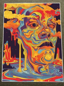 Surreal Face with Dripping Colors and Cosmic Background Poster 18x24in - Picture 1 of 1