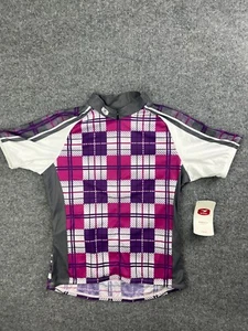 Sugoi Highland Jersey Women's Medium Purple Check 1/4 Zip Cycling Jersey NWT - Picture 1 of 7