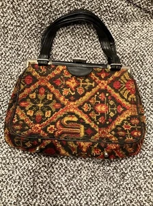 Vintage 1960s JACLYN USA Purse Handbag Red Clutch Lock Metal Top Handle Bag - Picture 1 of 11