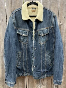 Chaqueta de Camionero Nudie Jeans “Lenny” Para Hombres Denim Forro Sherpa (Color Acero Índigo) - Imagen 1 de 7