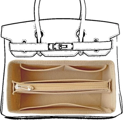 Inserção organizadora de bolsa para bolsa Birkin 35, feltro BK-35, bege  - Imagem 1 de 4