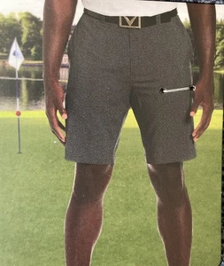 Pantaloncini da golf uomo Callaway Opti-Dri Active Waistband Caviar neri 36W nuovi con etichette - Foto 1 di 12