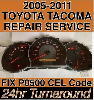 SERVICIO DE REPARACIÓN 2005 Toyota Tacoma velocímetro cuadro de instrumentos medidor de gas P0500 Foto 1 de 2
