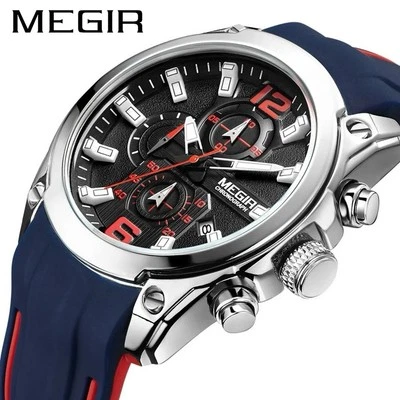 Men's Watch Reloj De Hombre Sports Style Silicone Rubber Watches Chronograph - Image 1 of 4