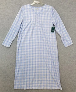 Croft and Barrow Long Nightgown L/S Blue Plaid Flannel Women's Size L NWT - Picture 1 of 12