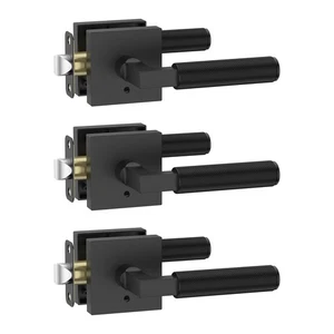 3 Pack Privacy Door Handles, Matte Black Interior, Knurled Lever, Heavy Duty ... - Picture 1 of 7