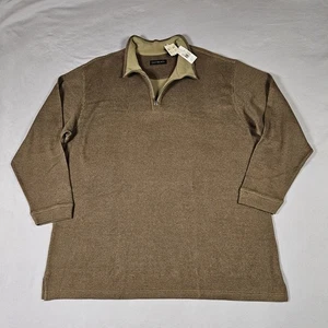 Vintage Cotton Reel Men's Sweater Size 2XL Brown 1/4 Zip Long Sleeves Cotton NWT - Picture 1 of 13