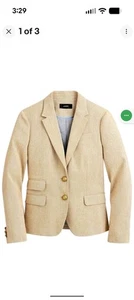 J Crew Größe 00 hellbraun honigbraun elfenbeinfarben Dalton Fischgrätmuster Blazer Leinen/Baumwolle  - Bild 1 von 8