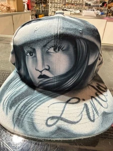 Airbrush Navy White Hat Cap Snap Back Graphic Adjustable - Picture 1 of 6