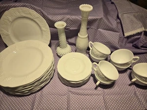 Vintage Milchglas Trauben und Blätter 31-teiliges Geschirrset - Bild 1 von 5