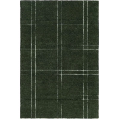 Hand Tufted Green Modern Area Rug, Minimalist Grid Pattern Carpet, Soft carpet - Image 1 of 4