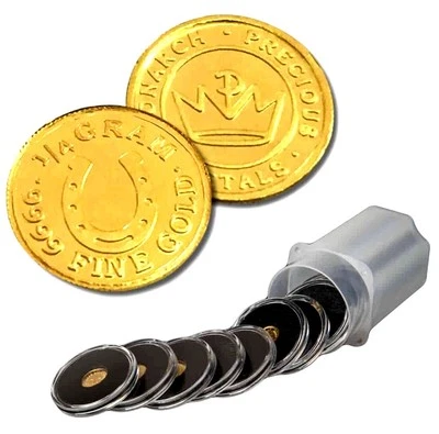 1/4 GRAM MONARCH LUCKY HORSESHOE .9999 FINE GOLD ROUND IN SEALED CAPSULE BU - Image 1 of 4