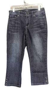 Nine West Missy Damengröße 6 blau Denim Caprihose bestickt Glitzer Strass - Bild 1 von 15