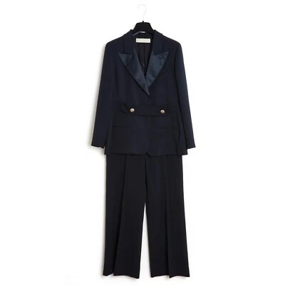 Valentino FR42 Ensemble Lana Marina Seda Smoking Suit US12 - Imagen 1 de 4