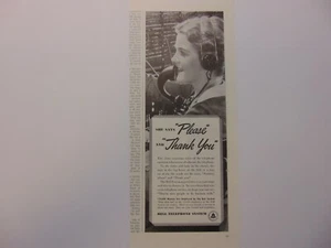 1938 BELL TELEPHONE OPERATOR BELL TELEPHONE SYSTEM art print ad - Picture 1 of 1