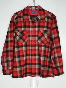 Vintage 1970s Pendleton Board Shirt 100% Virgin Wool Plaid Flannel LS USA Large - Picture 1 of 13
