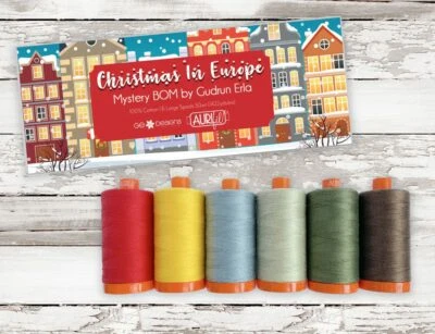 Christmas in Europe Gudrun Erla Aurifil Thread Set Sewing Quilting 50wt 6 Spools - Image 1 of 3