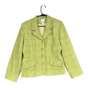 Hillard & Hanson Women’s 14 Green Wool Blend Jacket Y2K Vintage Grandma Mature - Picture 1 of 12