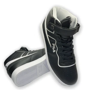 UVP $ 80,99 NEU MIT ETIKETT FILA VULC 13 HERREN SCHWARZ WEISS MITTEL PLUS HOHE SNEAKER GRÖSSE 10 - Bild 1 von 5