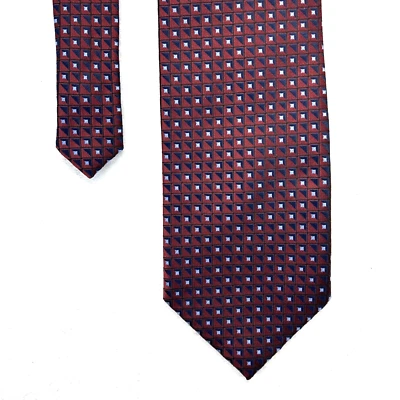 Corbata para hombre Roberto Villini diseño rojo azul 3,75”x 60” hecha a mano toda seda Foto 1 de 4