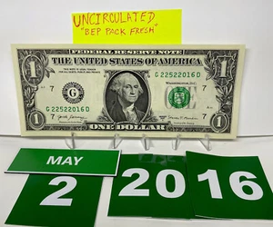 One Dollar Bill Birthday Note May 2 2016. Uncirculated. Fancy Serial Number - Picture 1 of 9