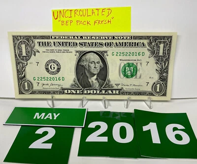 One Dollar Bill Birthday Note May 2 2016. Uncirculated. Fancy Serial Number - Image 1 of 4