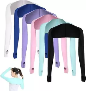6 Pieces Cooling Shawl Arm Sleeves Sun Protection with Finger Hole Anti-UV Co... - Picture 1 of 8