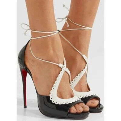 Christian Louboutin Operissma 120/Patente Napa Brillante - Negro y Latte 38.5 Foto 1 de 4