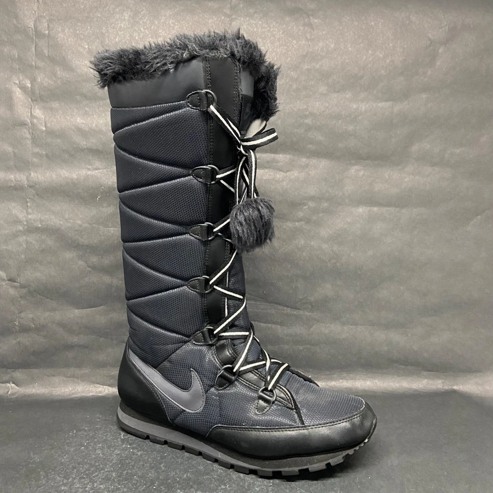 Sz 11- Nike Apres Skyhigh Knee High Winter Snow Boots Faux Fur Lace Up Womens - Image 1 of 4