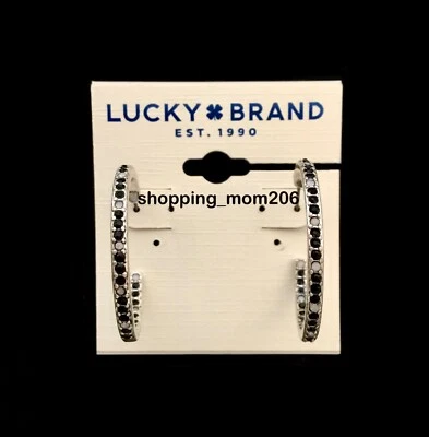 Lucky Brand银色铺面环状耳环 — 第 1/3 张图片