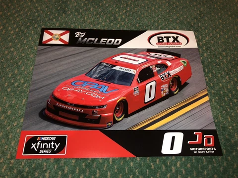 2020 BJ MCLEOD BTX GLOBAL LOGISTICS #0 JD MOTORSPORTS NASCAR XFINITY POSTCARD Cover