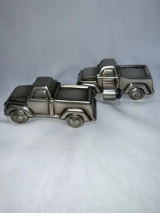 2 Pottery Barn Kids Truck Curtain Finials Retro Toy Orig Box Pewter Finish Heavy - Picture 1 of 7