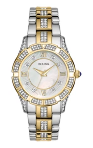 Bulova 98L135 Women's Genuine Crystals Yellow Gold & Silver Tone Dress Watch - Picture 1 of 4