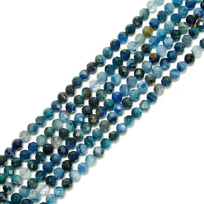 Cuentas redondas facetadas de cianita azul natural tamaño 2 mm 3 mm 4 mm 15,5"" hilo Foto 1 de 3