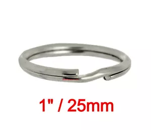 1" 25mm LARGE 925 STERLING SILVER Split Ring KEYCHAIN KEY RING CHAIN USA MADE - Picture 1 of 4