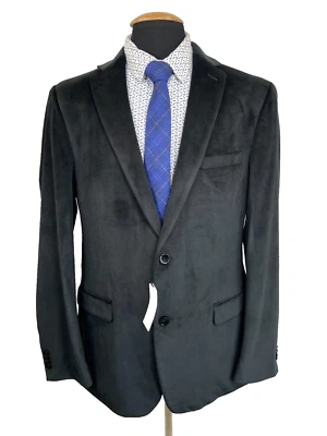 Nuevo ALFANI Para Hombres Negro TERCIOPELO Poliéster Abrigo Deportivo Blazer Chaqueta 42L Foto 1 de 4