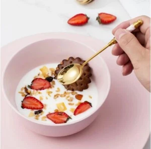 Dessert Spoon Stainless Tableware Coffee Milk Spoon Ceramic kitchen Stirring - Picture 1 of 19