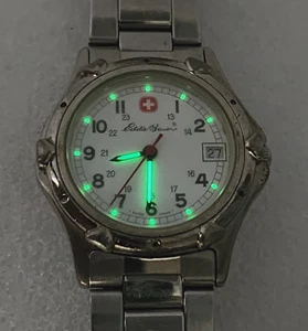 Eddie Bauer Vtg Field Military Dive Diver Extension WENGER Swiss Quartz Watch - Picture 1 of 9