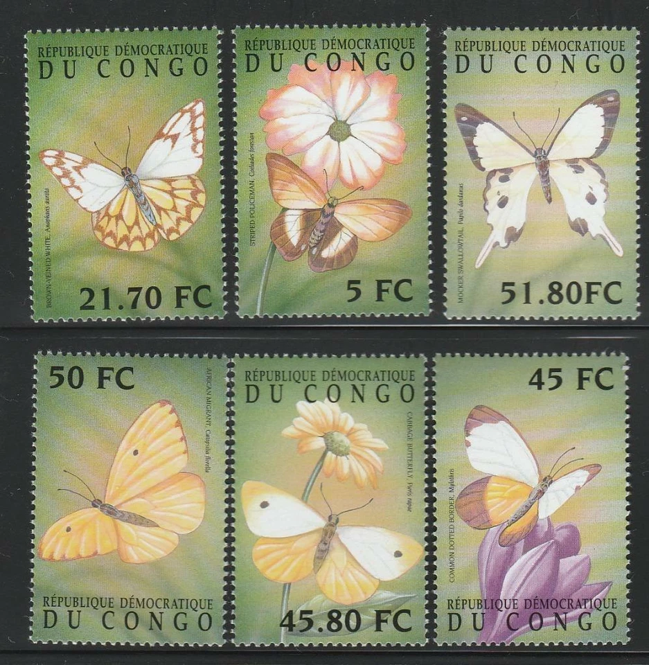 CONGO INSECTS BUTTERFLIES STAMPS 2001 BUTTERFLIES FLOWERS MNH - IB592 - Image 1 of 1