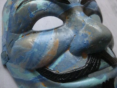 MARBLE ABSTRACT blue yellow painted custom Guy Fawkes V Vendetta Anonymous Mask - Image 1 of 4