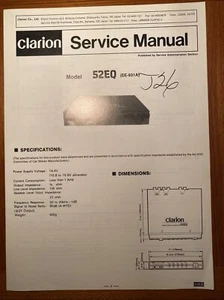 CLARION 52EQ (EE-931A) EQUALIZER ORIGINAL SERVICE REPAIR MANUAL - Picture 1 of 1