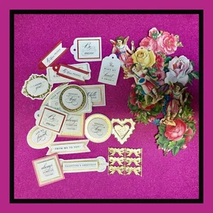 Anna Griffin Mini Valentine Stickers, Sentiments & Dresden LOT #4 - Picture 1 of 5