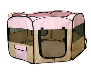 45" PINK folding Pet PlayPen cage Crate 23" High Indoor/Outdoor Portable Kennel - Picture 1 of 6