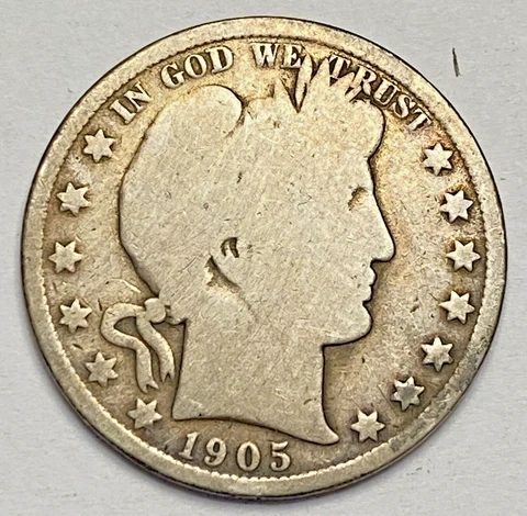 1905-O Barber Half Dollar G Details Harshly Cleaned - Low Mintage Semi Key Date Cover